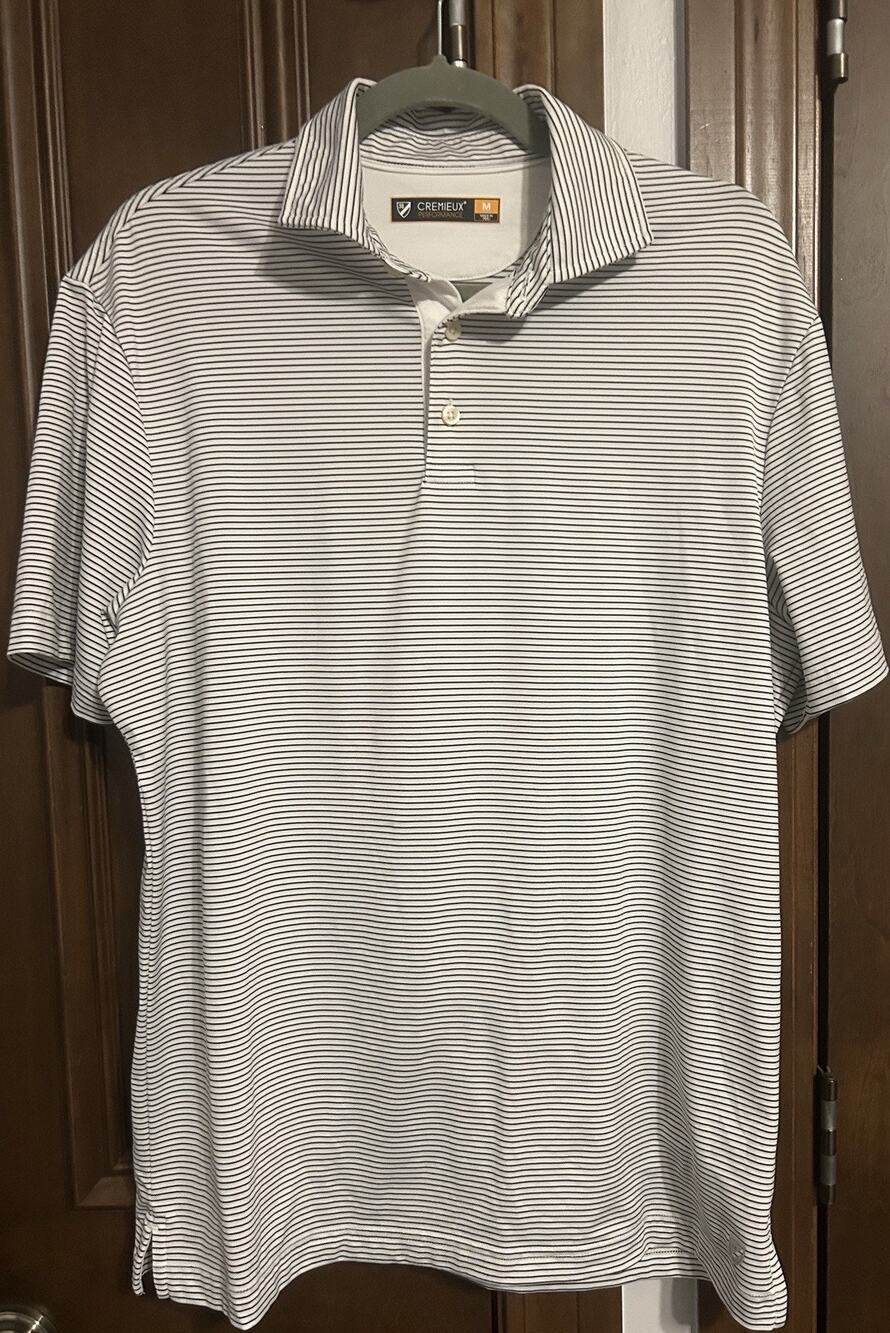 Cremieux Performance Men's M Short Sleeve Polo Black and White Striped